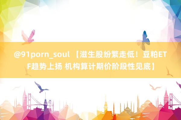 @91porn_soul 【滋生股纷繁走低！豆粕ETF趋势上扬 机构算计期价阶段性见底】
