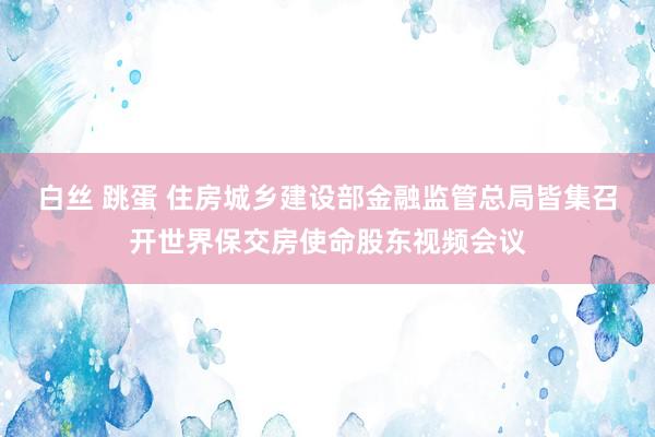 白丝 跳蛋 住房城乡建设部金融监管总局皆集召开世界保交房使命股东视频会议