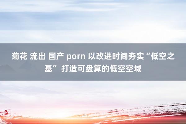 菊花 流出 国产 porn 以改进时间夯实“低空之基” 打造可盘算的低空空域
